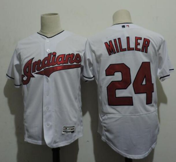 Men Cleveland Indians #24 MILLER White Elite MLB Jerseys->->MLB Jersey